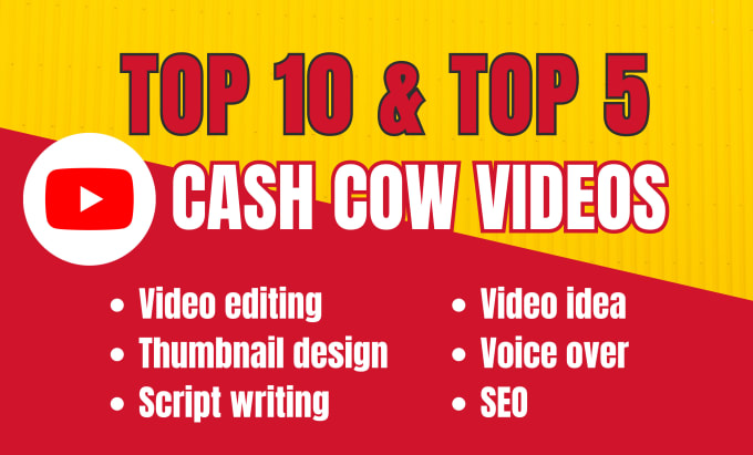 Gig Preview - Be youtube video creator creating faceless you tube video and top 10 cash cow