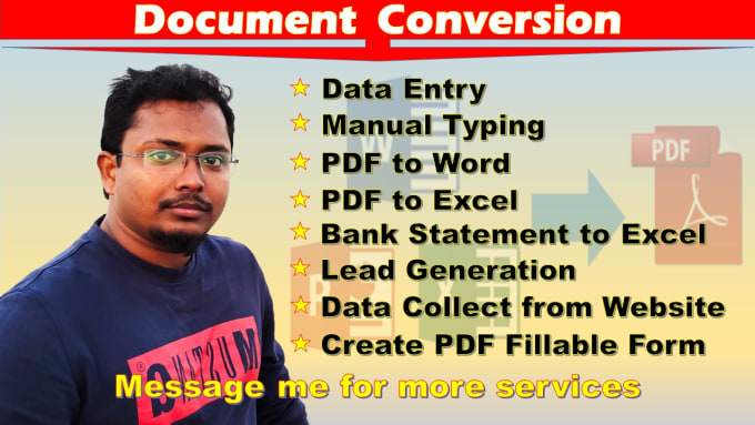 Gig Preview - Convert PDF to word, pdf to excel and manual typing job