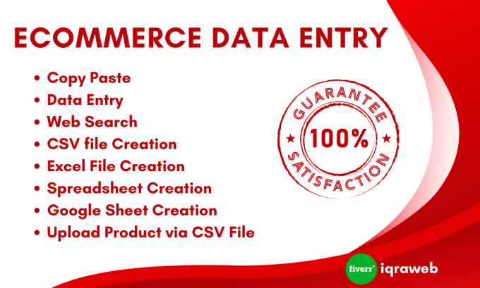 Gig Preview - Do data entry for ecommerce store products csv file copy paste