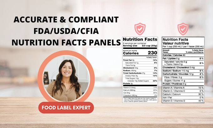 Gig Preview - Create a compliant nutrition facts panel