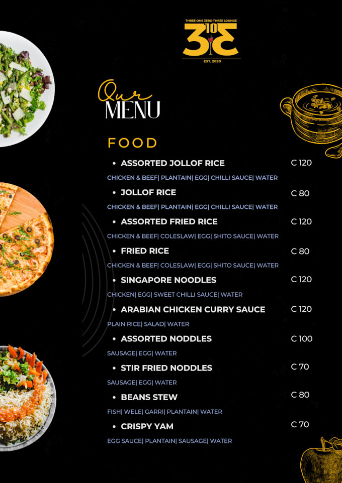 Gig Preview - Design a beautiful menu for your business restaurant or bar