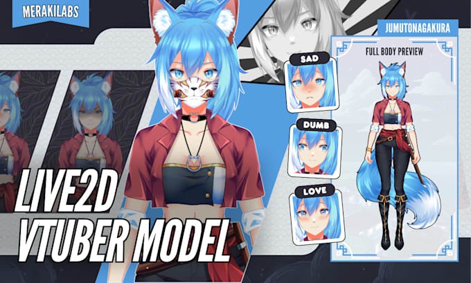 Gig Preview - Design your anime character for vtuber model and live2d rigging