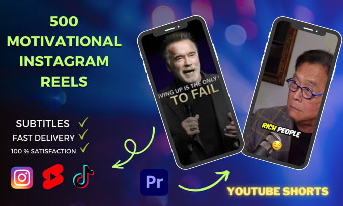 Gig Preview - Create 500 motivational youtube shorts and instagram reels