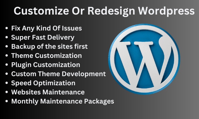 Gig Preview - Customize wordpress website or fix any issues