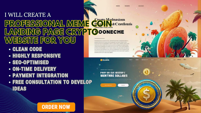 Gig Preview - Create a professional meme coin landing page crypto website for you