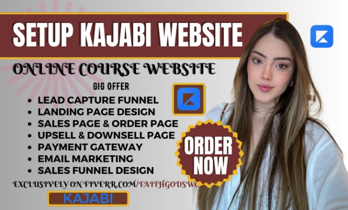 Gig Preview - Build and design kajabi website, kajabi landing page with kajabi email sequence