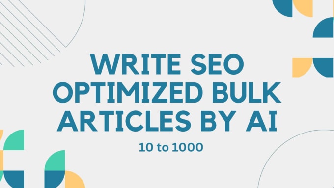 Gig Preview - Write bulk SEO optimized articles using ai