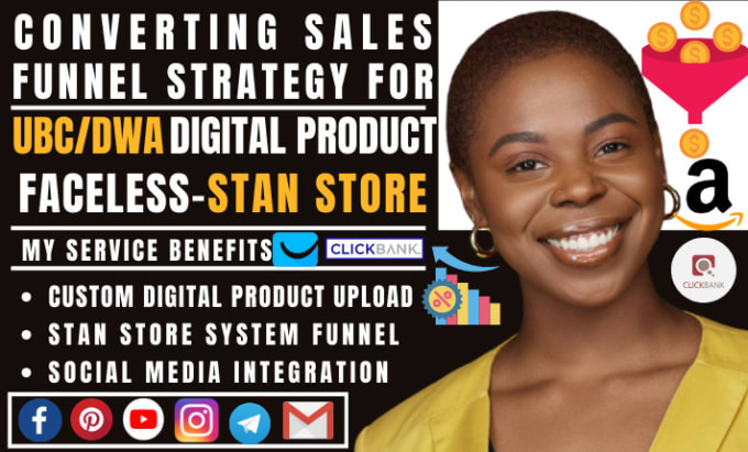 Gig Preview - Do stan store marketing, digital product landing page, systeme io sales funnel