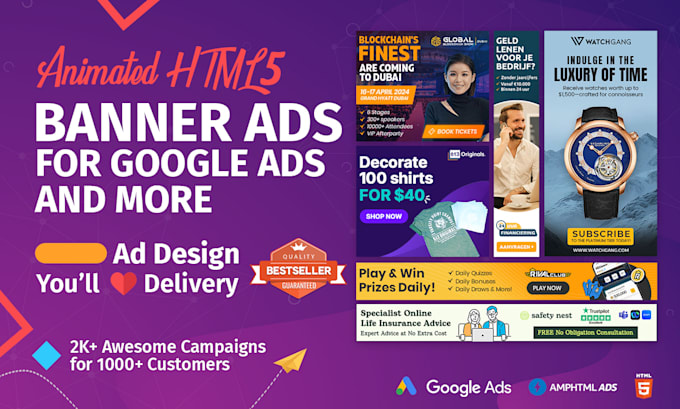 Gig Preview - Our agency will design stunning HTML5 banner ads for google ads and more