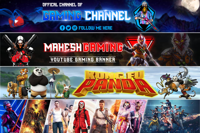 Gig Preview - Design amazing youtube gaming banner and logo