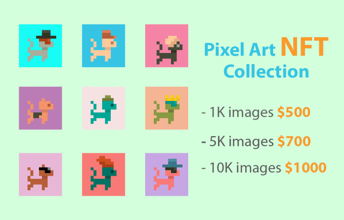 Gig Preview - Create costume pixel art nft collection