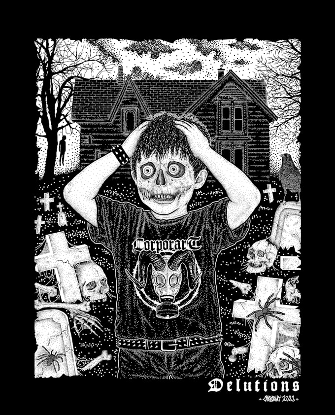 Gig Preview - Create anything dark art, horror illustration for band or brand merch