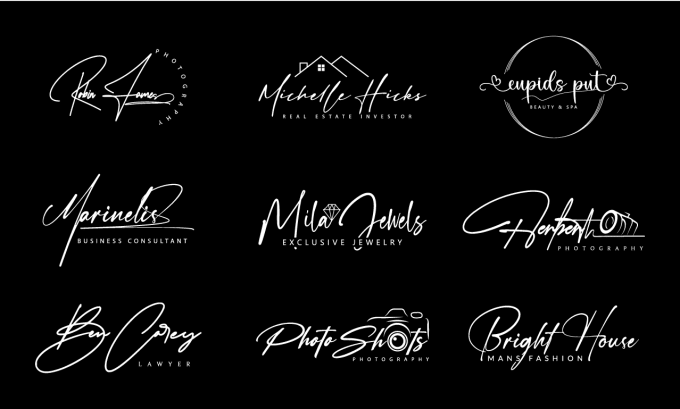 Gig Preview - Design handwritten, scripted, cursive, videography, signature, photography logo