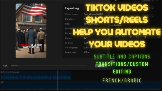 Gig Preview - Do video editing add texts ,shorts, marketing  videos