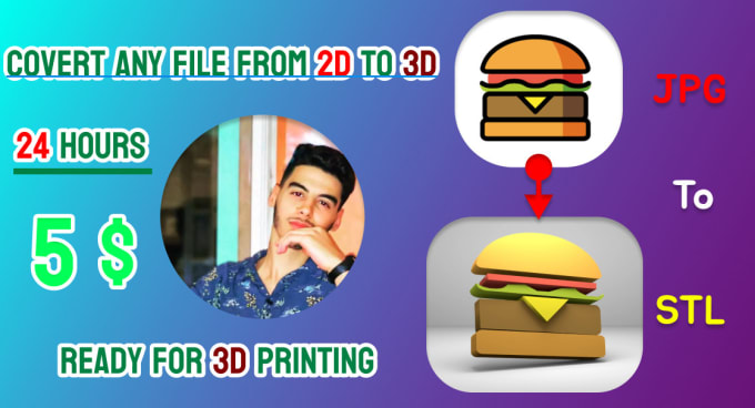 Gig Preview - Convert jpg,png and svg to stl and obj file for 3d printing
