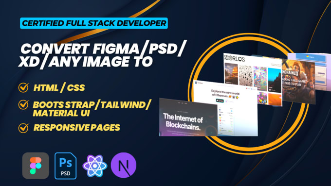 Gig Preview - Convert psd figma xd to html css bootstrap responsive website