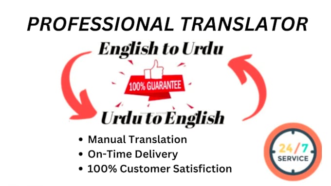 Gig Preview - Do translate english to urdu and urdu to english as professional translator