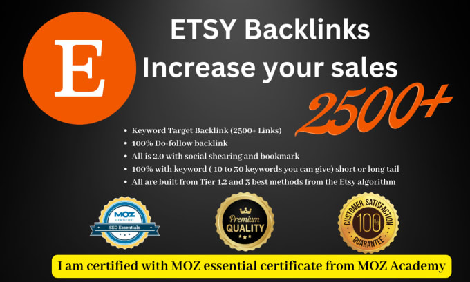 Gig Preview - Do etsy shop set up with 2500 etsy SEO backlinks increase etsy rank