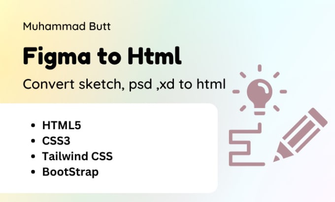 Gig Preview - Convert figma, sketch, xd and psd to html CSS and frameworks