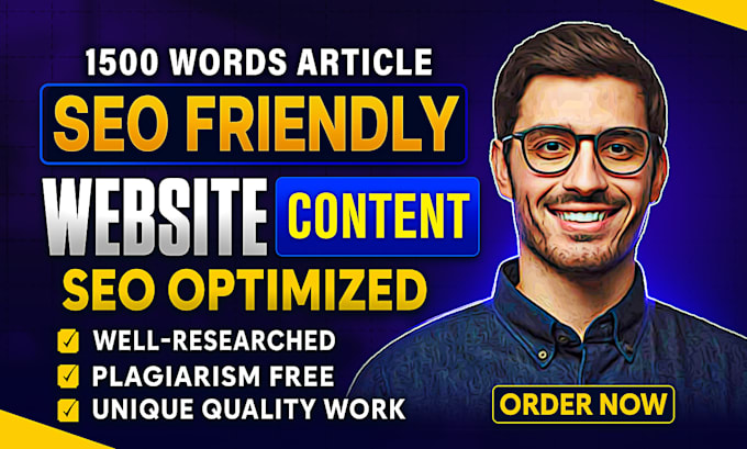 Gig Preview - Write 1500 words SEO friendly articles, website content, and blog posts