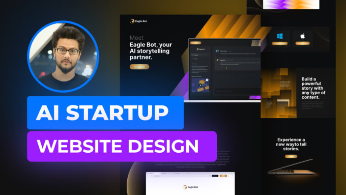 Gig Preview - Design eye catching website for your ai startup business