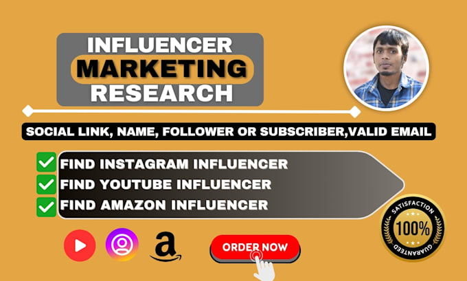 Gig Preview - Find targeted instagram, youtube, amazon influencer list for outreach