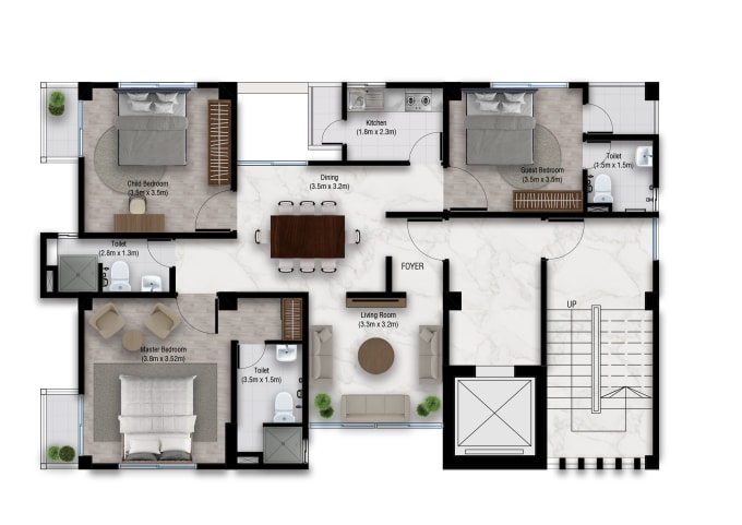 Gig Preview - Render professional 2d floor plans in photoshop