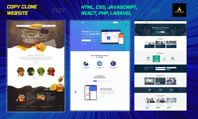 Gig Preview - Copy clone website design in html css javascript react PHP laravel bootstrap