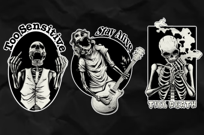 Gig Preview - Create streetwear t shirt grunge skull skeleton design logo