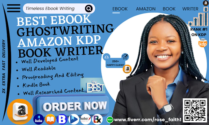 Gig Preview - Do amazon KDP ebook writing KDP book writer ghostwriter amazon KDP book publish