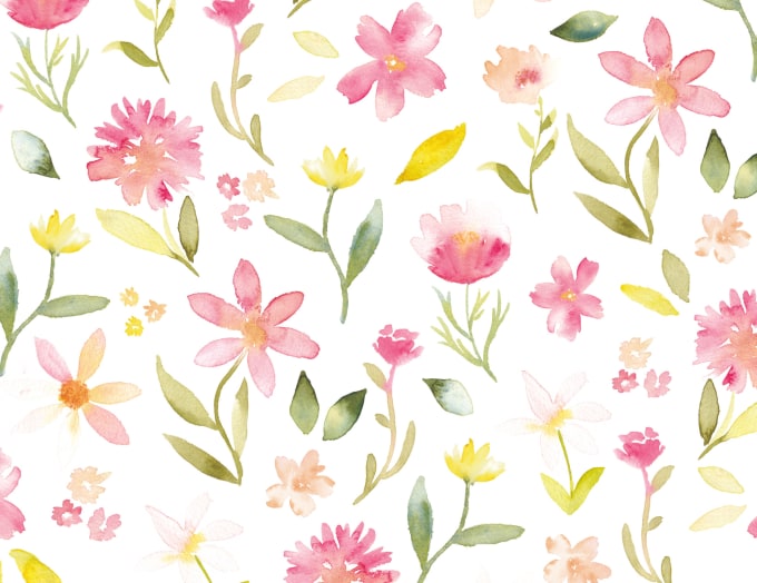 Gig Preview - Hand drawn loose watercolor floral print seamless pattern