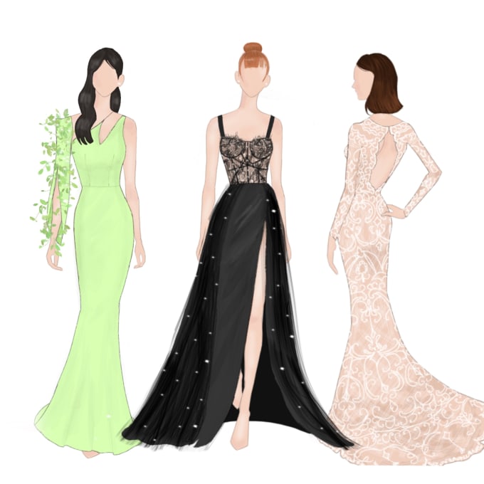 Gig Preview - Create a digital sketch of the dress that is in your mind