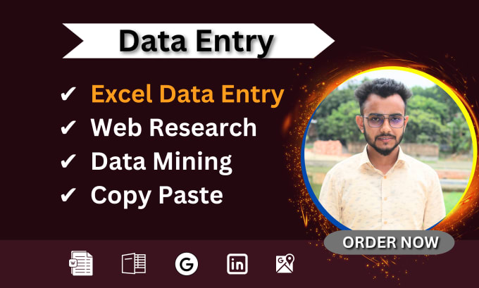 Gig Preview - Do data entry, web research, web scraping and excel data entry