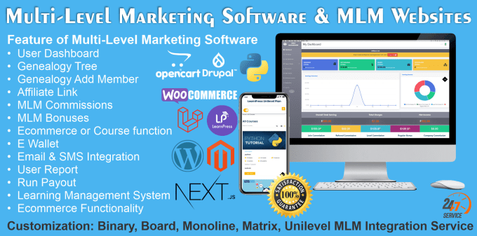 Gig Preview - Develop custom mlm software and mlm ecommerce website development services