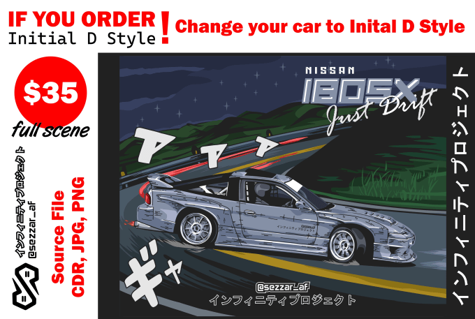 Bestseller - make your car a vector with the initial d style