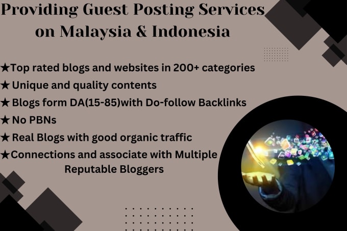 Gig Preview - Provide guest posts service on malaysia and indonesia