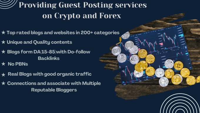 Gig Preview - Provide guest posts service on crypto and forex sites