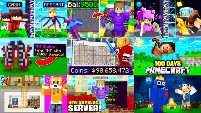 Bestseller - design amazing minecraft thumbnails within 24 hours