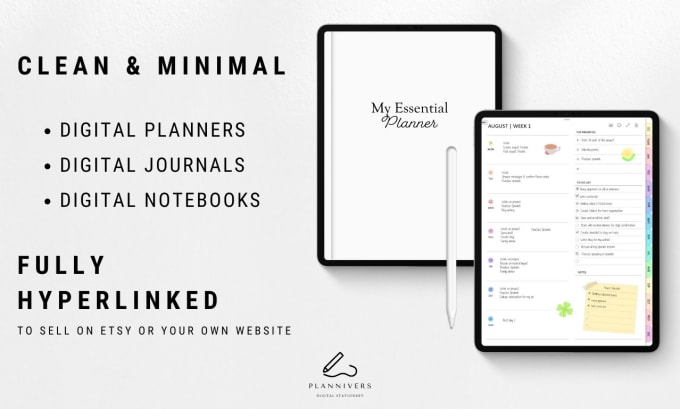 Bestseller - design custom digital planners, journals and notebooks for etsy, goodnotes