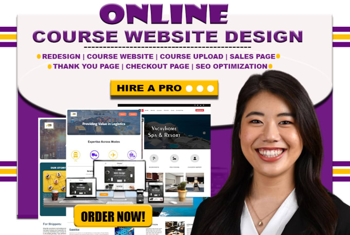 Gig Preview - Do online course website, thinkific, teachable, kajabi, samcart sales page