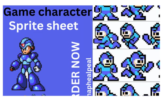 Gig Preview - Draw 2d sprite sheet, 2d pixel art animation, pixel art character for your game