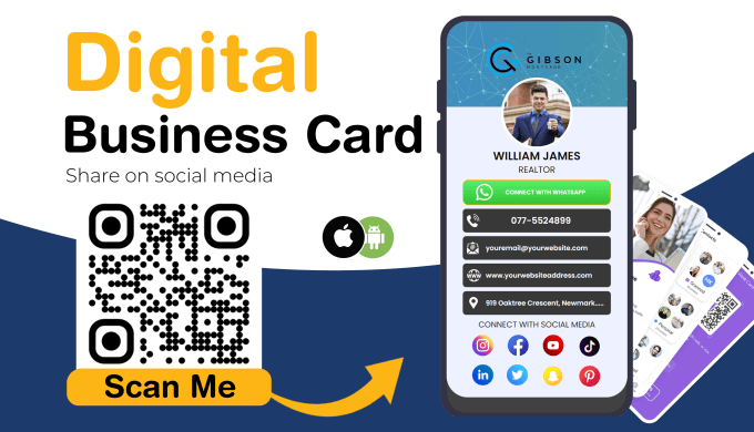 Gig Preview - Design mobile digital business card with qr code