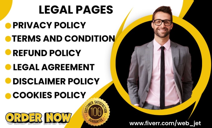 Gig Preview - Write terms and condition privacy policy legal agreement gdpr on wix