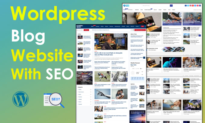 Gig Preview - Create professional wordpress blog or news website with SEO