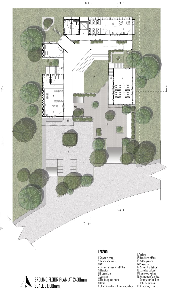 Gig Preview - Do 2d ground floor plan by photoshop render for jury sheet