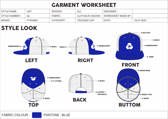 Gig Preview - Design a hat and cap with tech pack with mockup