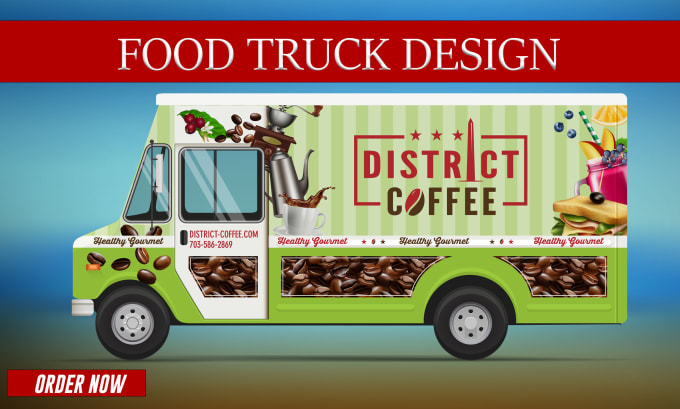 Gig Preview - Design stylish wrap for food truck, food trailer, or food van,truck,box truck