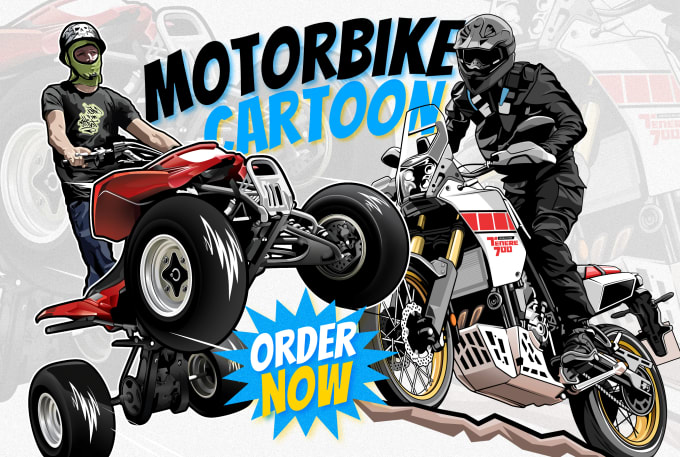 Gig Preview - Make illustration cartoon graphics motorcycle