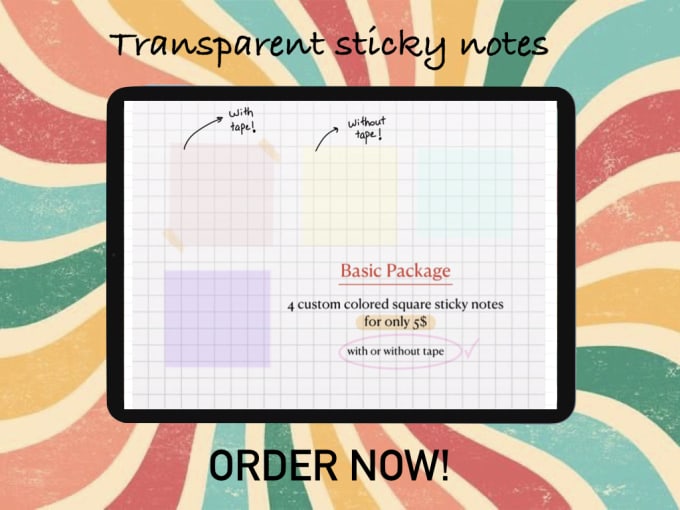 Gig Preview - Create digital transparent sticky notes, stickers for personel or for etsy