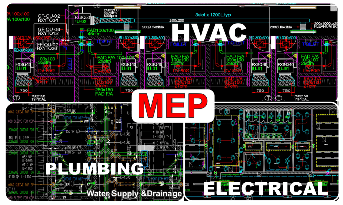 Gig Preview - Prepare mep shop drawings hvac, plumbing, electrical etc